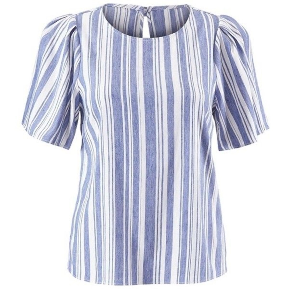 SOLD cabi striped linen blend top sz Small